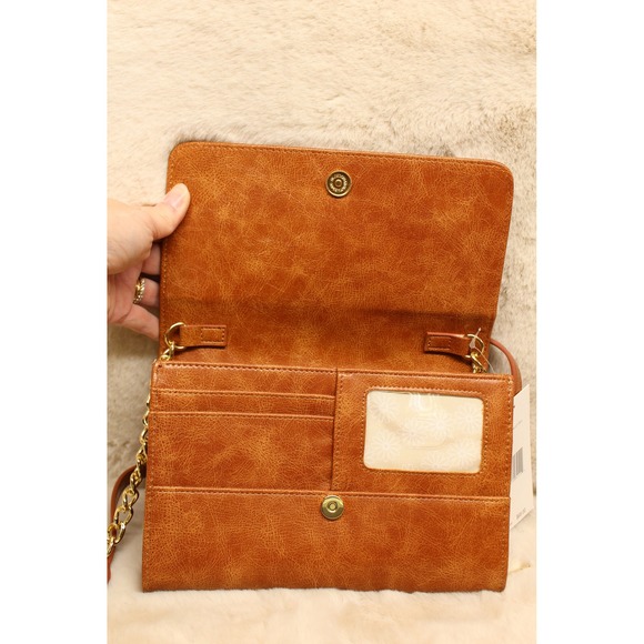 Betsey Johnson Studded Bow Crossbody Wallet Purse NWT Brown - Picture 4 of 13